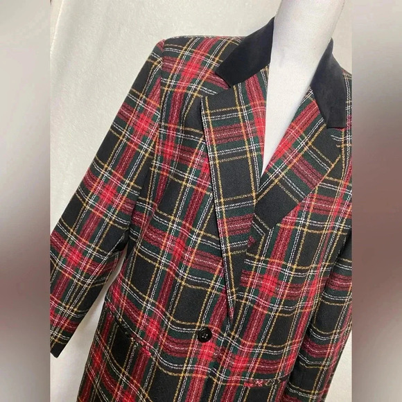Sellecca Vintage Plaid Blazer With Velvet Collar‎ Women’s Size 14 NWT - Picture 3 of 12